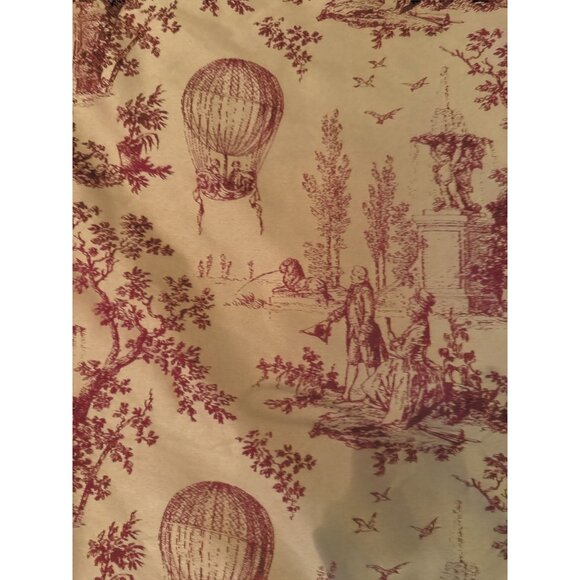 Vtg French Toile De Jouy Fabric "Les Ballons De Gonesse" Balloon Pattern 54x59" - Picture 4 of 8
